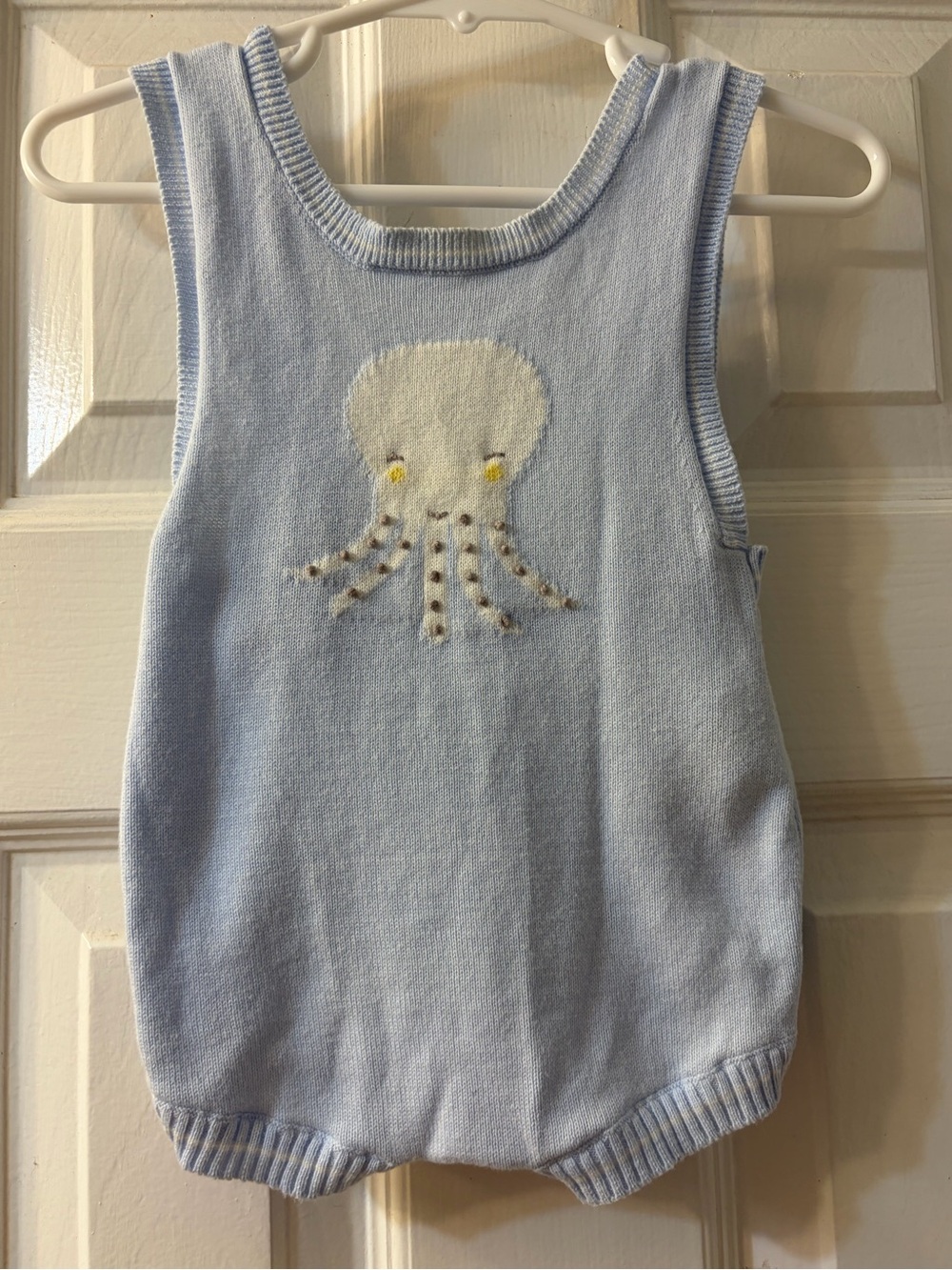 Vintage Angel Dear Adorable Boys Baby Blue Octopus Intarsia Knit Romper Size 0-3